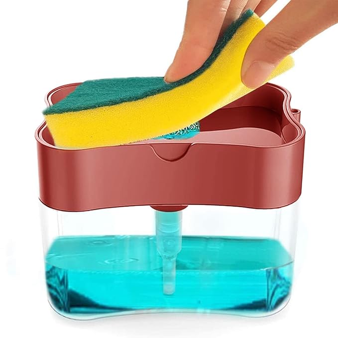 UPGRADED Liquid Soap Dispenser & Sponge Holder (WITH FREE SPONGE)