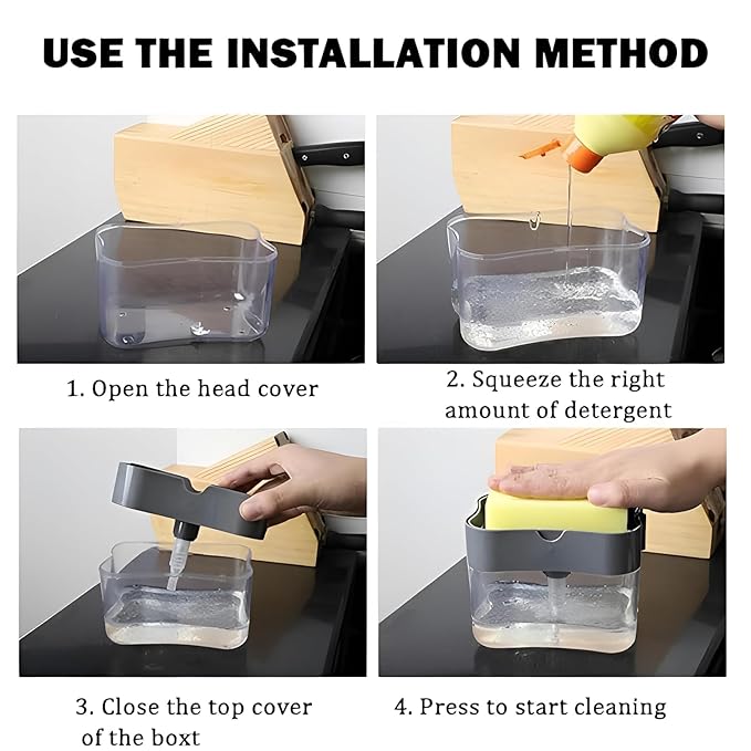 UPGRADED Liquid Soap Dispenser & Sponge Holder (WITH FREE SPONGE)